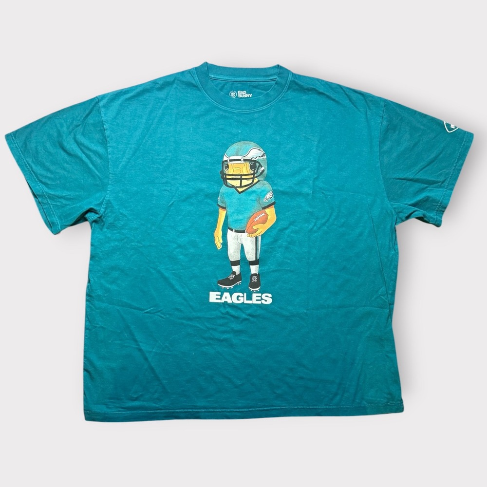 Bad Bunny x NFL Philadelphia Eagles Teal Graphic T-Shirt Mens XXL 2026 Collab